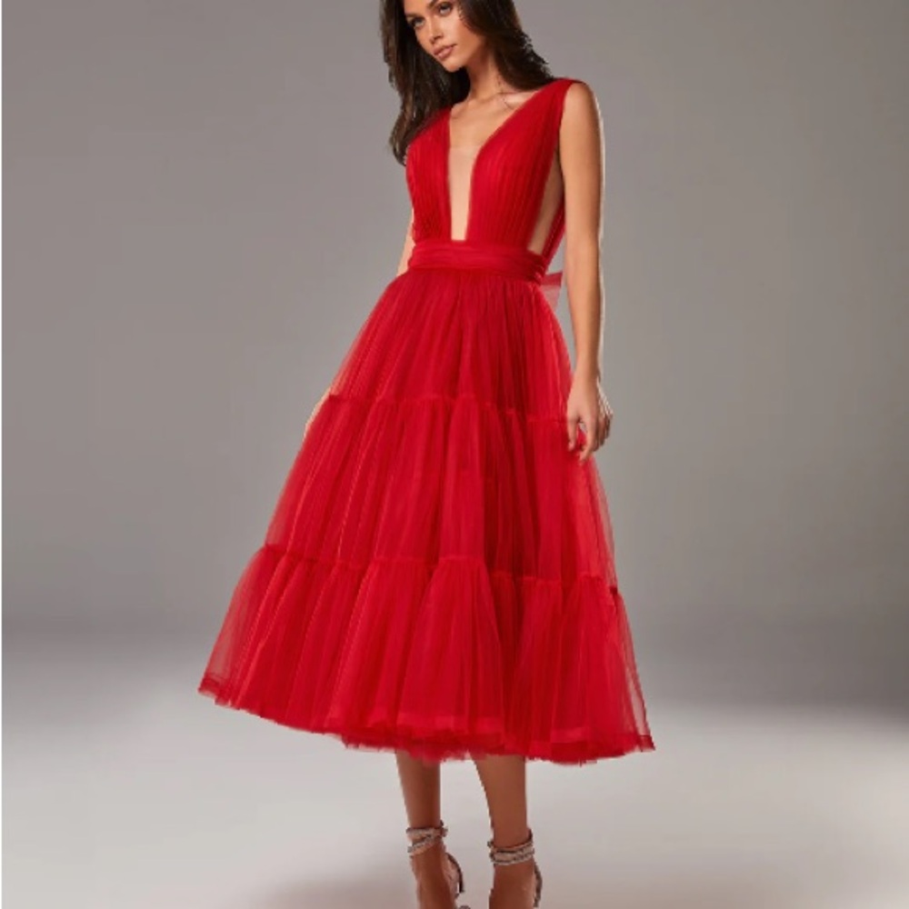Milla Red Tulle Evening Dress